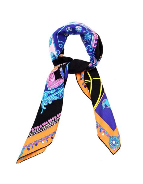 Hermes 2018 Orange/Black/Blue Coupe De Gala Wash Silk Scarf 